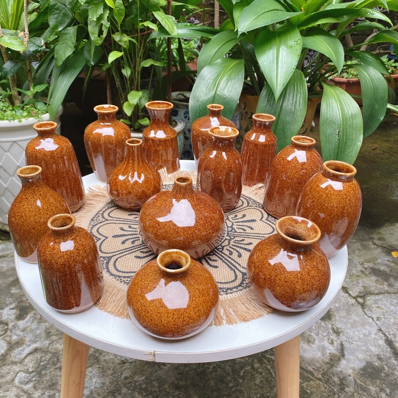 Set Lọ Hoa Mini Gốm Sứ Bát Tràng Màu Sắc 8-14cm - Lọ Hoa Decor