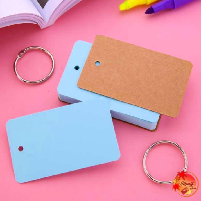 ( Nhiều Size - Giá Tốt) Flashcard học từ vựng chữ nhật hình dễ thương kèm khoen cao cấp nhiều size kèm bìa 4D