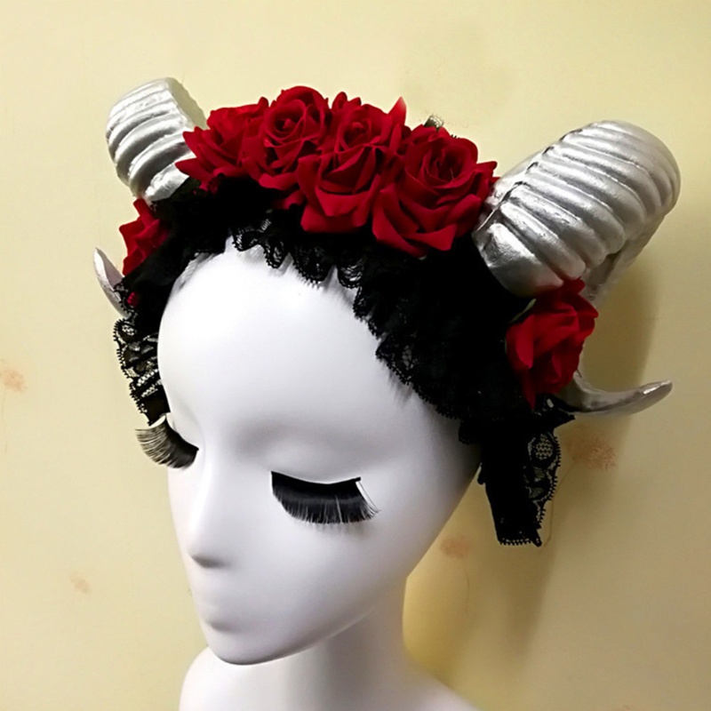 Băng Đô Cài Tóc Hình Sừng Cừu Đính Hoa Cho Bé Gái