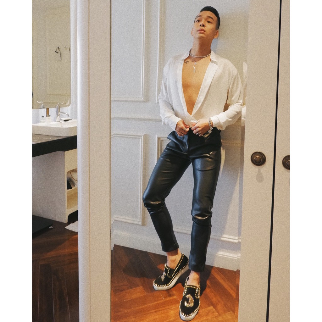 Quần Da Đen Form Skinny