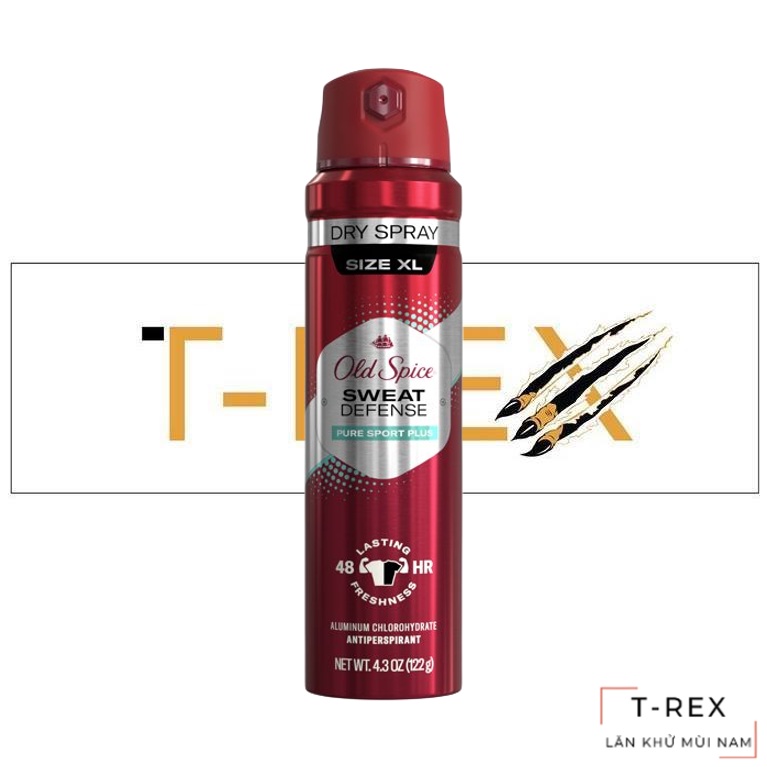 [Chuẩn AUTH] Xịt Giữ Khô Khử Mùi Old Spice Sweat Defense Pure Sport Plus Dry Spray 122Gr