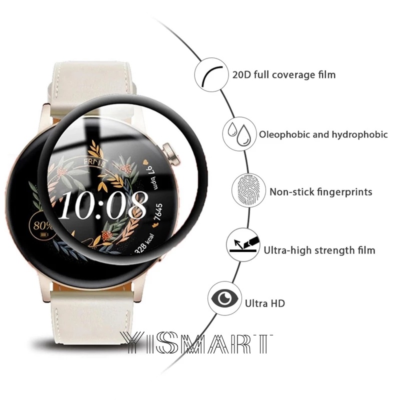 Kính Cường Lực Cong 3D Bảo Vệ Màn Hình Đồng Hồ Thông Minh Huawei GT 3 pro 43mm 46mm Huawei GT3 pro