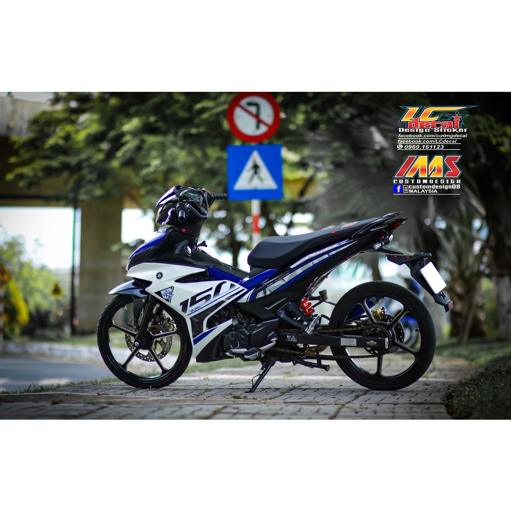 Tem Rời Dán Xe Exciter 150  Mẫu Y15 ZR 2019 Zin Trắng Xanh Cực Đẹp, Hàng 3 Lớp Chất Lượng Cao Không Bay Màu .Team Decal