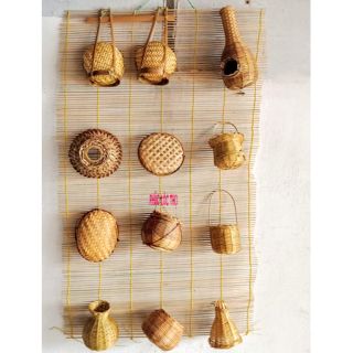 Dĩ phiên mây tre, Bộ 12 món đồ bếp mây tre mini