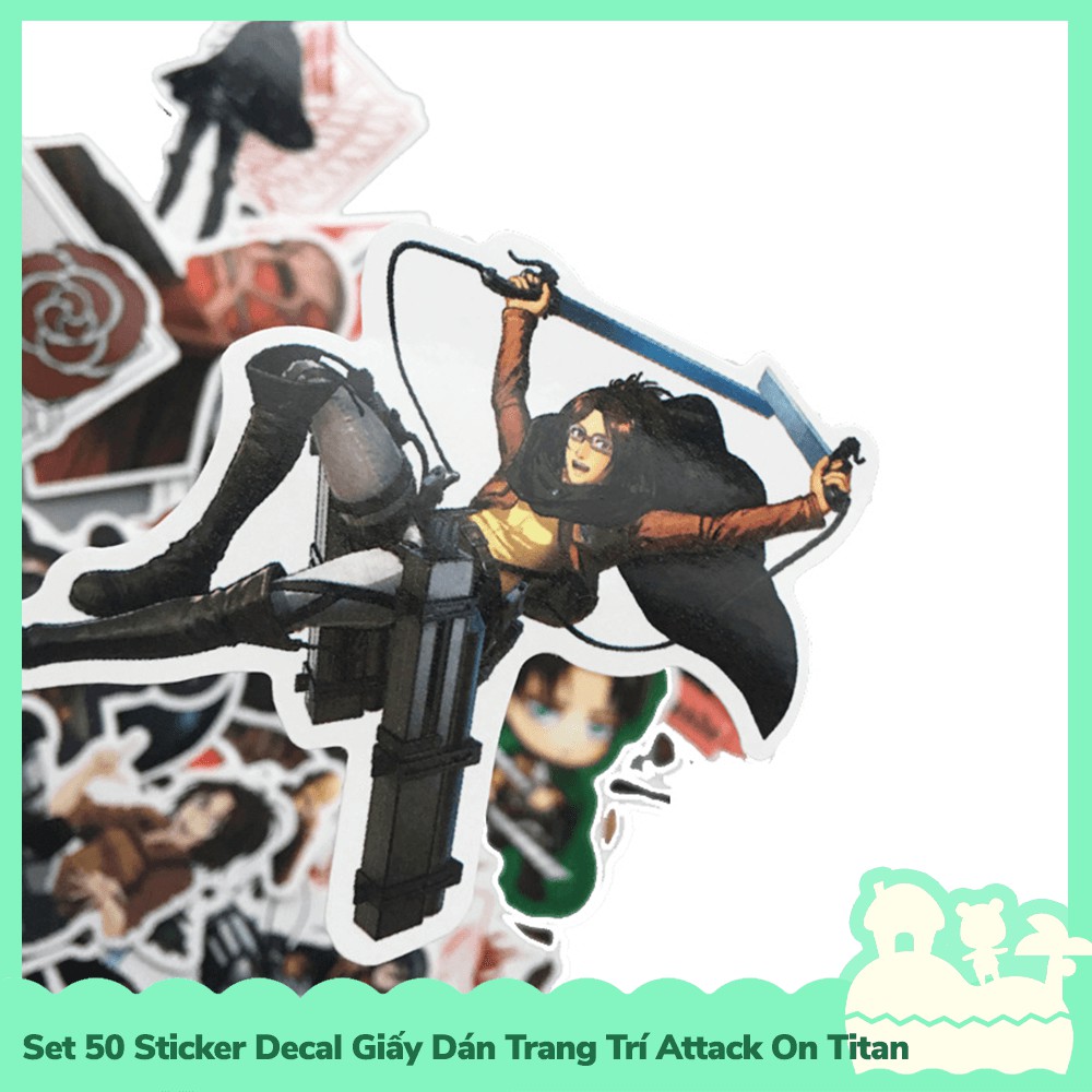[Sẵn VN - NowShip] Set 42 Sticker Decal Dán Trang Trí Mẫu Nhân Vật Anime Manga Attack On Titan