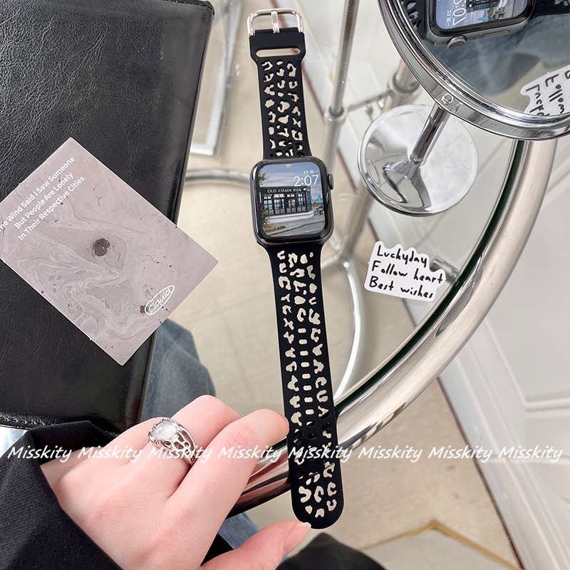 Dây Silicone HọA TiếT Da BáO Cho ĐồNg Hồ IWatch 7 6 5 4 3 2 1 SE 41mm 45mm 44 Mm 40mm