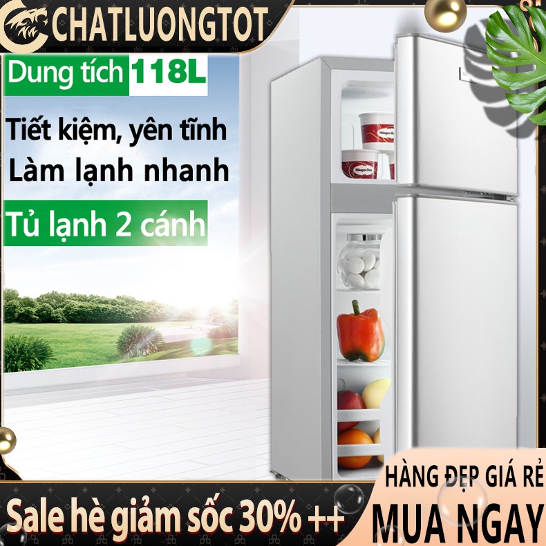 Tủ lạnh 2 ngăn 118 lít thương hiệu VBELL làm lạnh nhanh ngăn đá và ngăn lạnh giữ đồ luôn tươi mới H01SI*