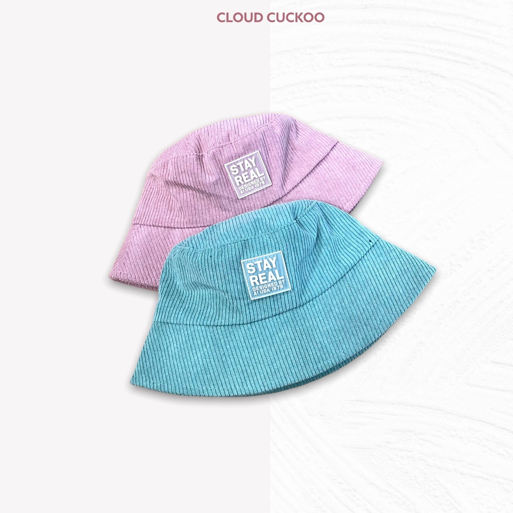 Mũ Bucket Hat Xô Chất Nhung Tăm Logo Stay Thời Trang - Mã Số: MBK04086