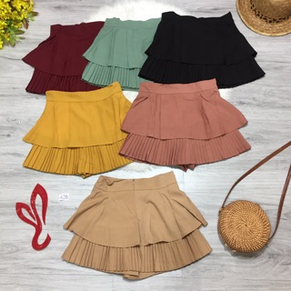 Chân váy xoè phối dập ly