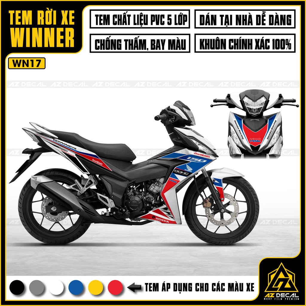 Tem Xe Winner V1/150 Mẫu HRC | WN17 | Tem Rời Chất Liệu Decal PVC Chống Thấm, Chống Bay Màu, Dễ Dán