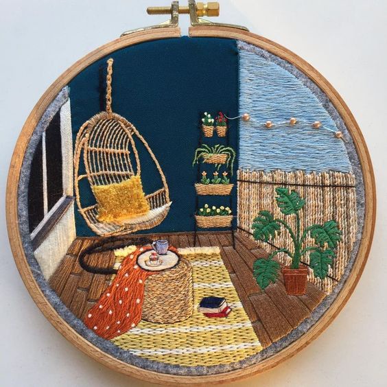 Thêu tay thủ công chữ thập MY ROOM - kit nguyên liệu tự thêu HOOP trang trí deco home- MIE Handmade Shop