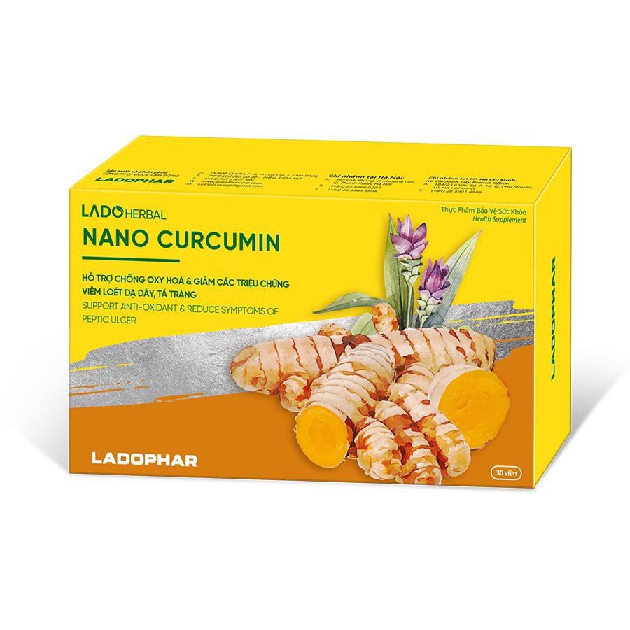 Ladoherbal Nano Curcumin – Hỗ trợ giảm đau dạ dày, phục hồi sức khỏe sau sinh (Hộp 30 viên)