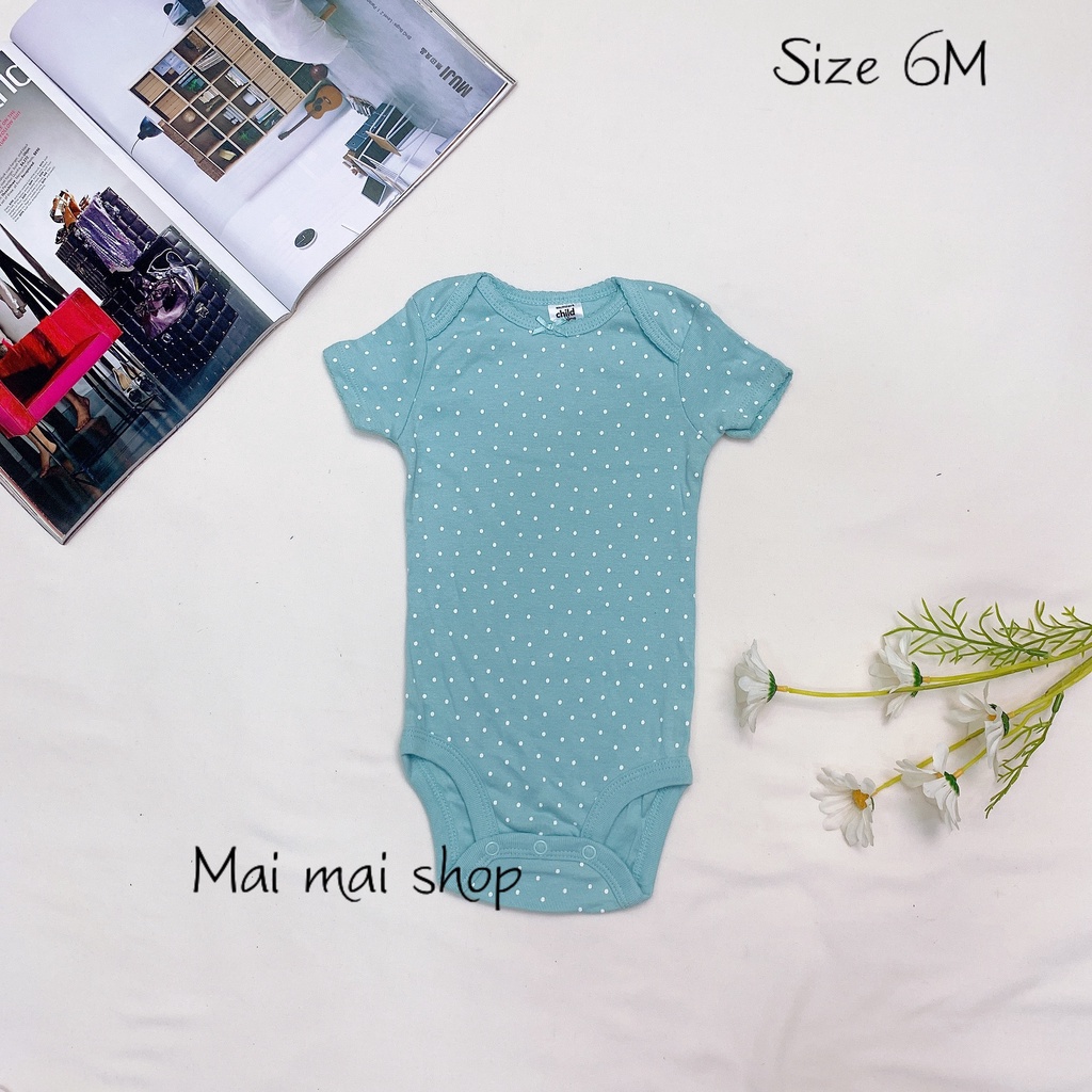 (3-6M Chọn màu-Gái) Body chip TAY NGẮN,CÁNH TIÊN xuất dư cổ tròn, cổ đáp chéo cho bé gái sz 3-6M- Bộ liền thân cho bé
