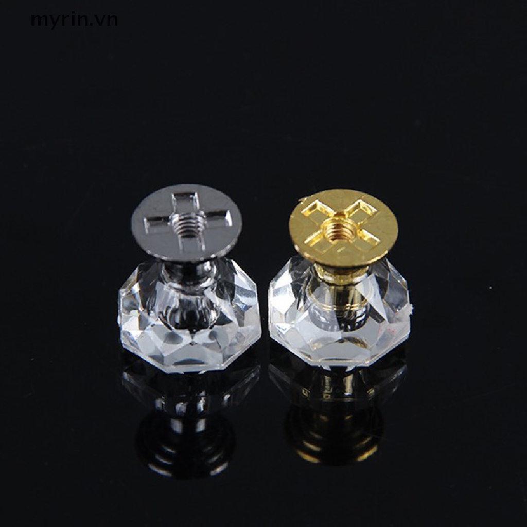 Set 10 Tay Nắm Cửa Tủ Bằng Acrylic Hình Viên Kim Cương