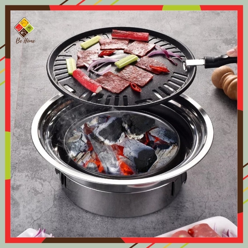 Bếp Nướng Than Hoa Không Khói BEHOME  Bếp Nấu Lẩu BBQ Cao Cấp [Tặng Kiềng Lẩu Inox Chính Hãng]