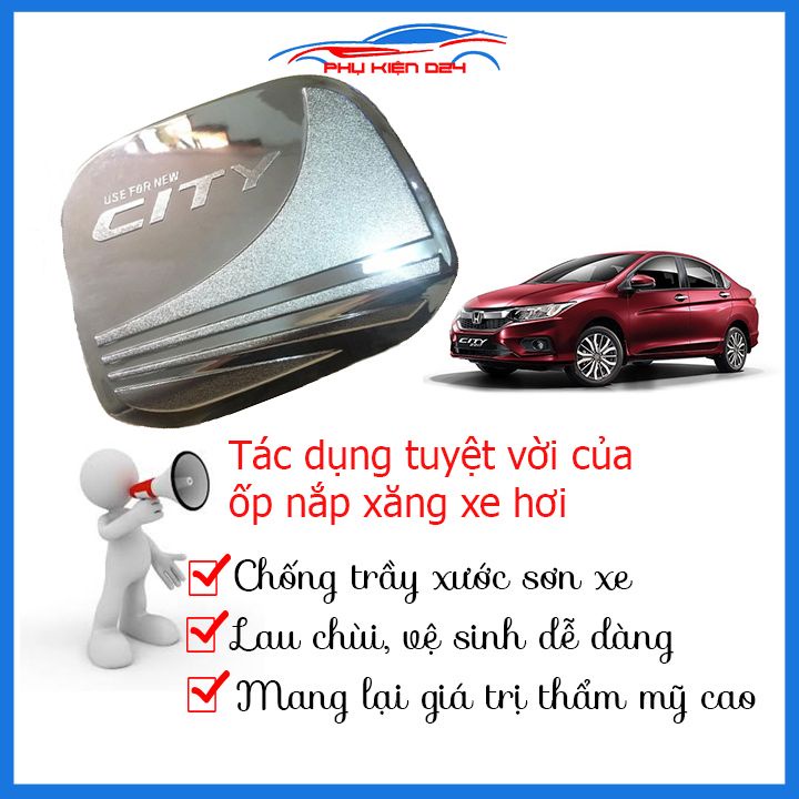 Ốp nắp bình xăng City 2015-2016-2017-2018-2019-2020 mạ crom chống trầy trang trí ô tô