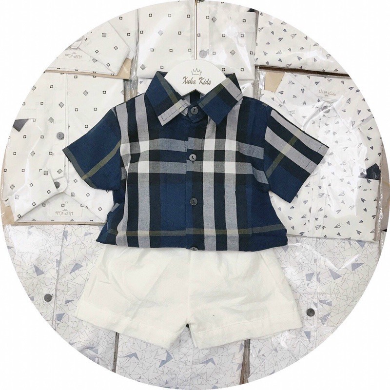 Áo so mi cộc tay bé trai 9-26kg