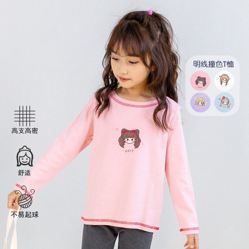 Áo Thun Tay Dài Bằng Cotton In Họa Tiết Hoạt Hình Thời Trang Xuân Thu Cho Bé Gái 3-9 Tuổi