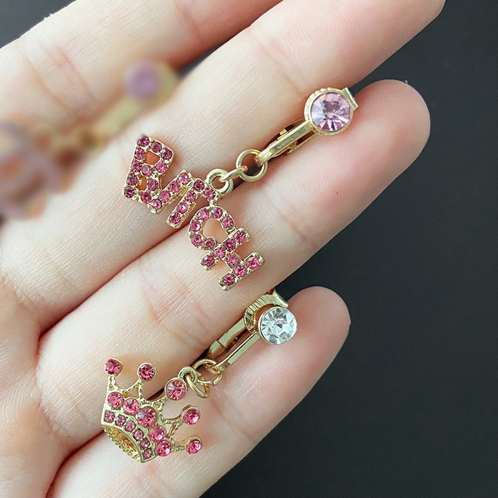 Khuyên Xỏ Rốn Hình Bướm Màu Hồng Gợi Cảm Thời Trang