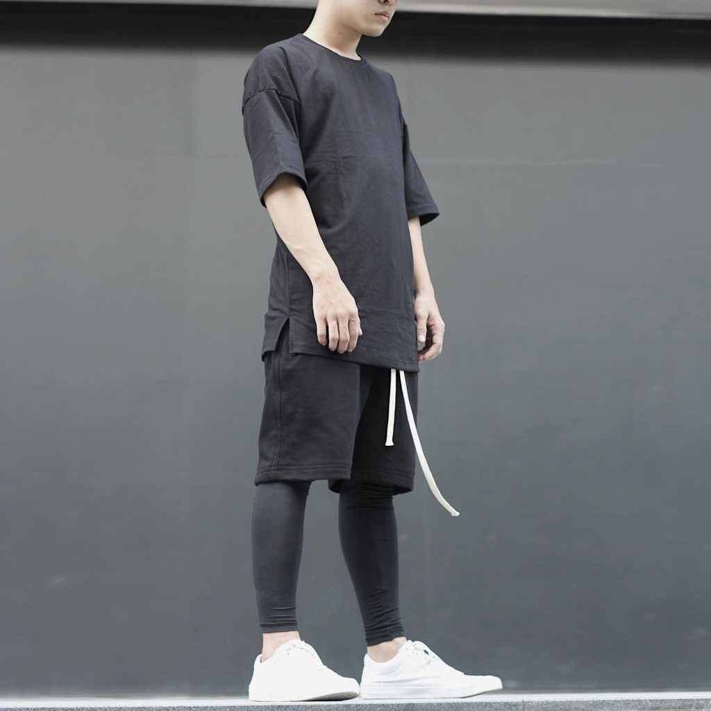 Quần short trơn basic , vải da cá thoáng mát Lexuza 204 đen