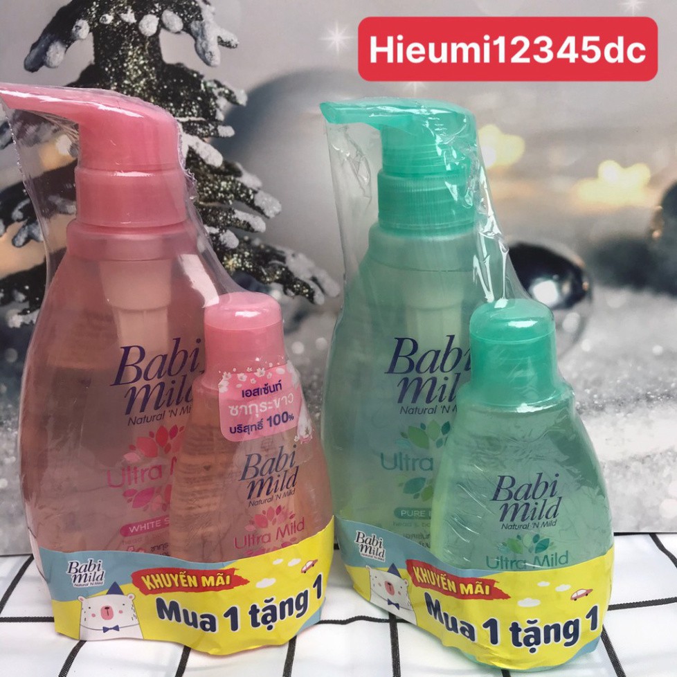 Sữa tắm gội toàn thân babi mild 400ml + tặng kèm chai sữa tắm gội 125ml