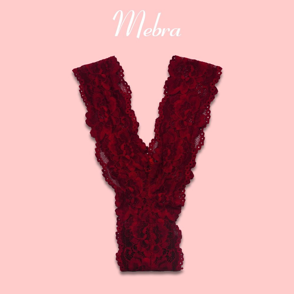 Quần lót ren hoa kiểu chữ Y màu đỏ thương hiệu Mebra, ren hoa co giãn thấm hút MEY06 | BigBuy360 - bigbuy360.vn