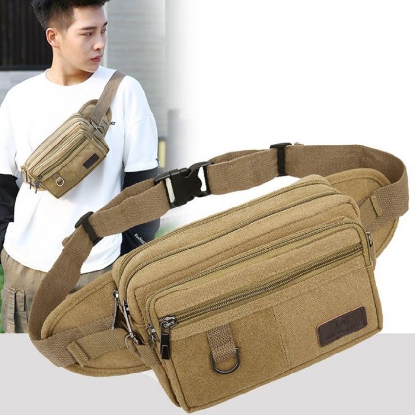 Túi đeo bụng, đeo hông, đeo chéo nam nữ thời trang chất liệu vải dù gai chống xước với nhiều màu sắc DB004