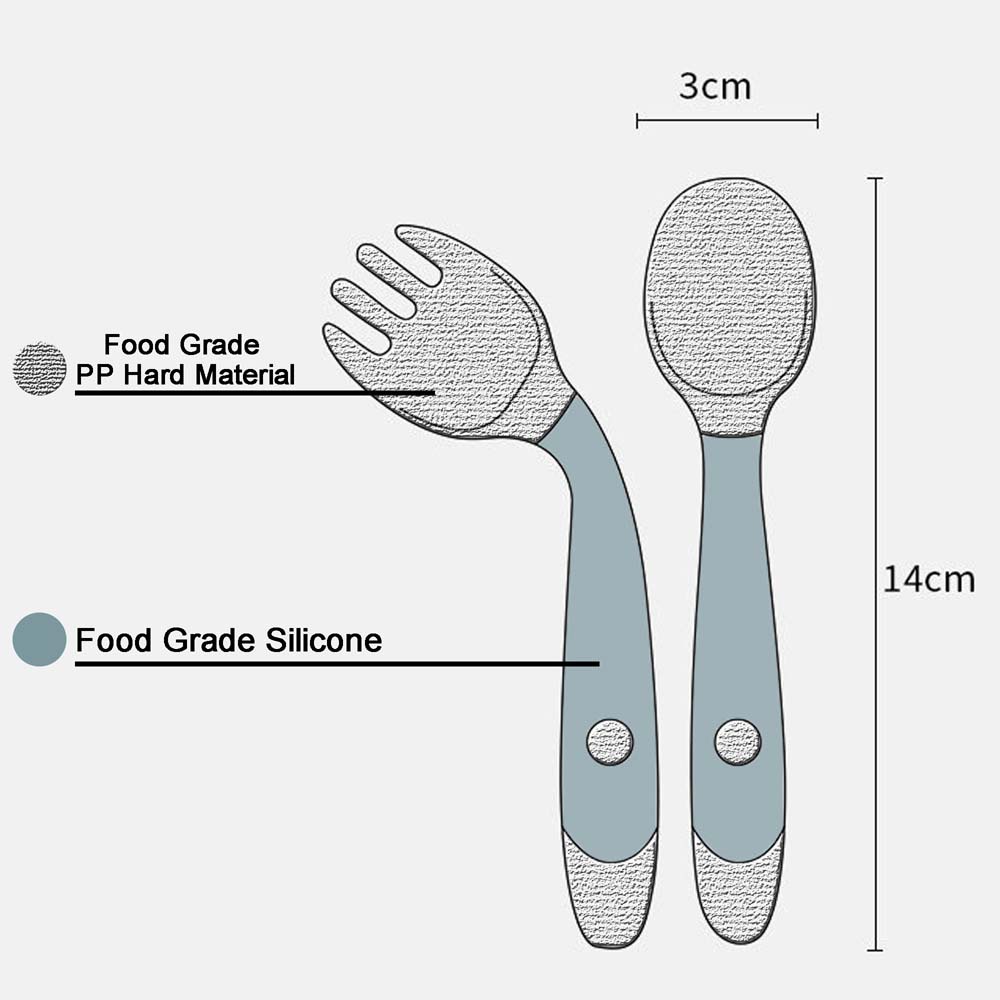 Bộ muỗng nĩa bằng silicon mềm cho bé tập ăn