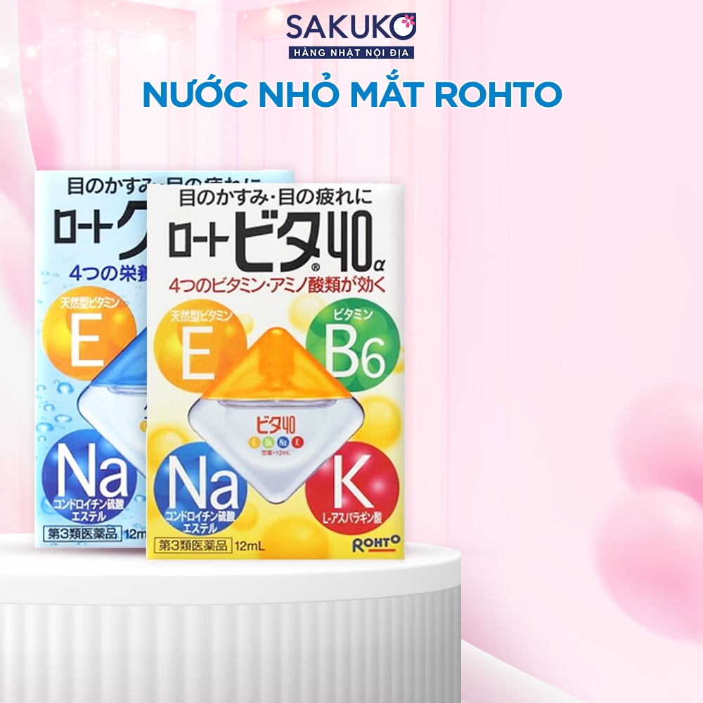 Nước nhỏ mắt ROHTO VITA SAKUKO nội địa Nhật, Nhỏ mắt Nhật Rohto giảm khô chống mỏi mắt và rửa sạch bụi bẩn12ml [T4/2023]