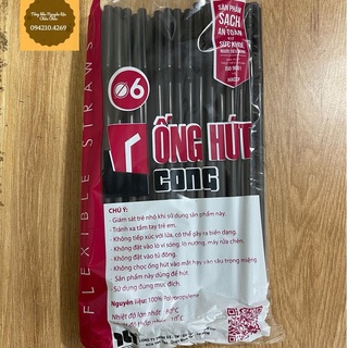 Ống Hút Cafe Bẻ Cong Đen F6 gói 80 cái- ống hút Cà phê bẻ cong