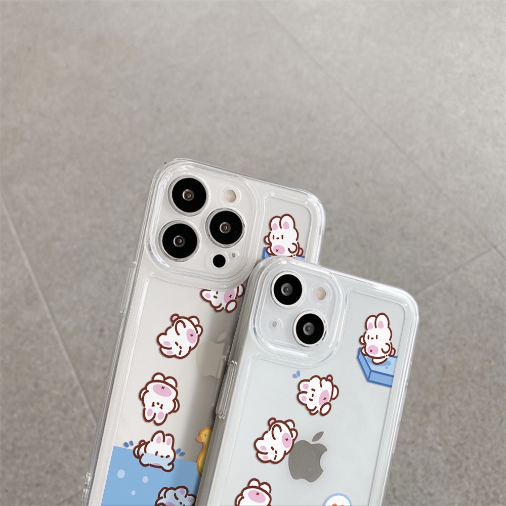 Ốp Điện Thoại Chống Sốc Họa Tiết Thỏ Bơi Lội Cho IPhone 11 13 12 X XS Pro Max XR 12 13