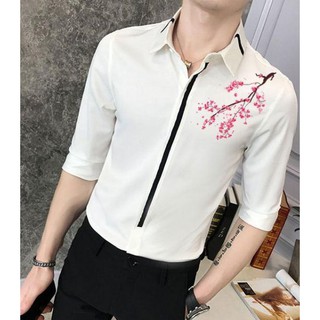 Áo Sơ Mi Nam Nữ In Đào Mai Ngày Tết, Áo Sơ Mi Họa Tiết Đẹp, Nam Nữ Mặc Được _XB