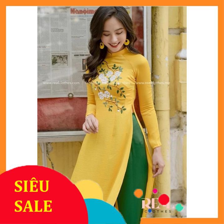 [ Mã FAGREEN245 giảm 10% tối đa 30K đơn 99K] [ÁP MÃ GIẢM 10K ] Áo dài lụa tây thi thêu lắc tay hàng cao cấp