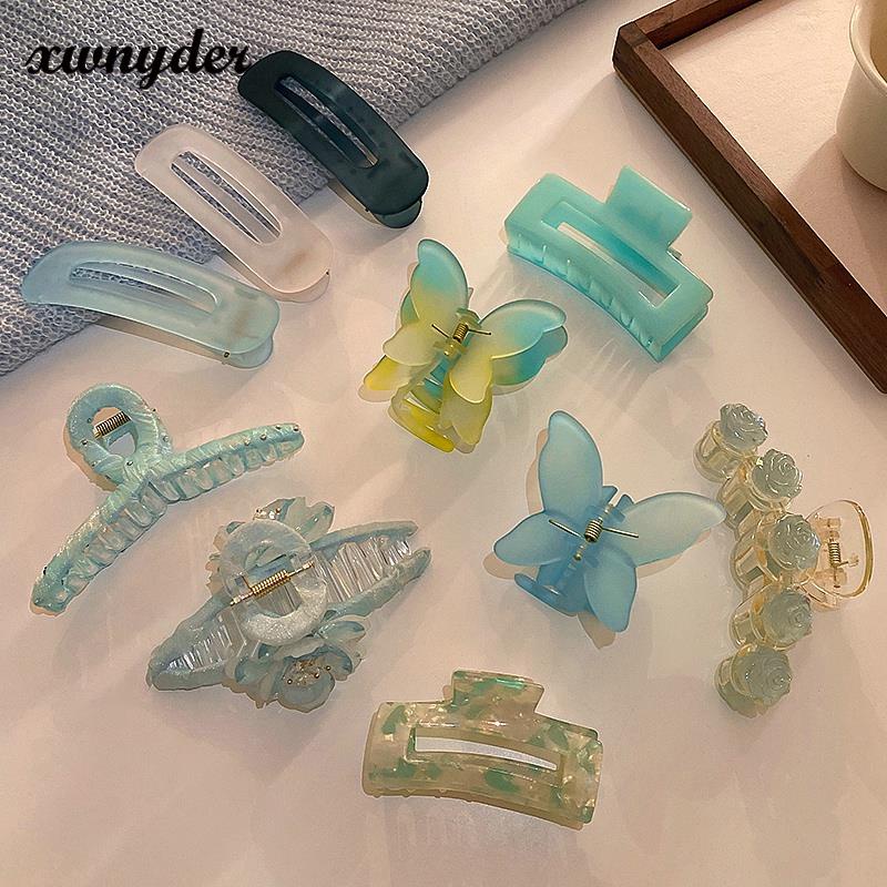 Kẹp Tóc Màu Xanh Dương Nhám Phong Cách Hàn Quốc Thanh Lịch Cho Nữ
