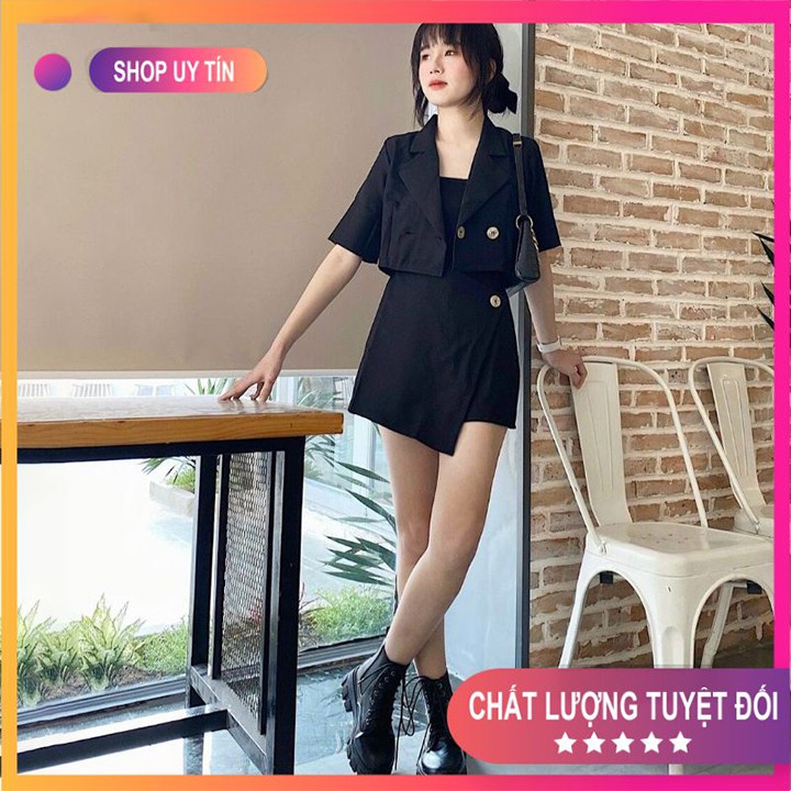 [Mã FADI5K245 giảm 5K đơn 0đ] Set Đồ Nữ 💦Combo Váy Áo💦 áo vest croptop + chân váy Mã SET13 | BigBuy360 - bigbuy360.vn