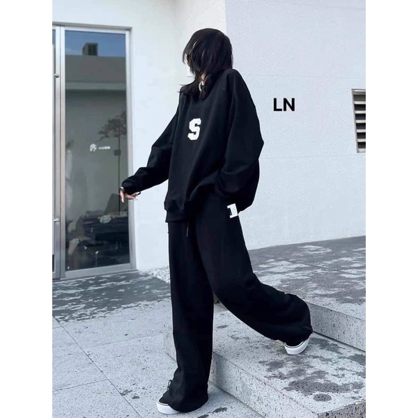 Sét áo nỉ bo chữ S +quần ống rộng dài LN12