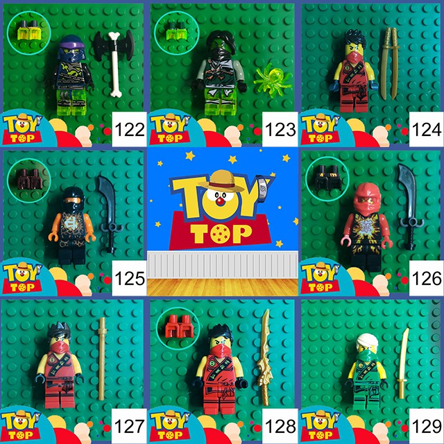 [Một con] Non - lego Ninja : Minifigure Ninjago hàng cũ 2nd tổng hợp 7 ( ảnh nào có vũ khí nào sẽ kèm vũ khí đó ạ)