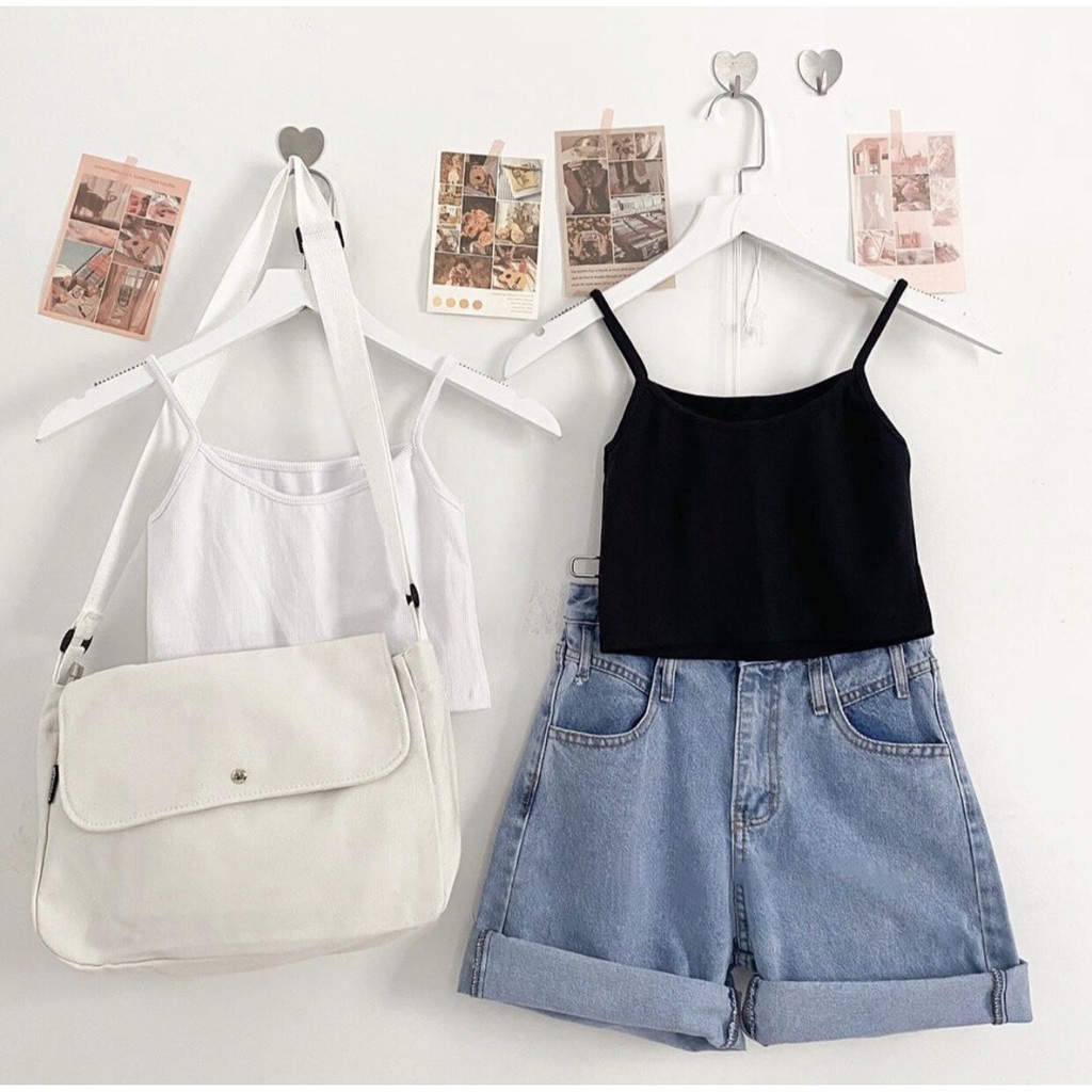 Áo thun hai dây croptop nữ , Áo 2 dây dáng ôm ulzzang phong cách Hàn Quốc