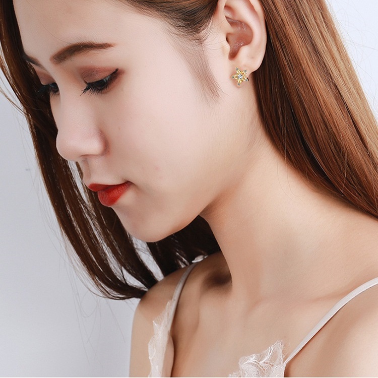 Hoa tai thời trang nữ hình ngôi sao xinh xắn, S925 - HT305