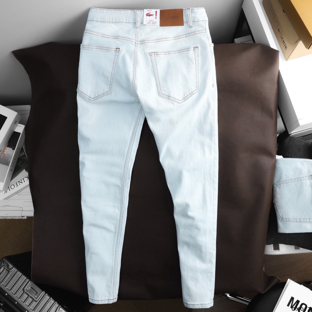 Quần Jean Dài Nam LACOSTE XANH TRẮNG Form SlimFit Mềm Mịn Co Giãn Hàng Xuất Xịn Có Big Size dolamen