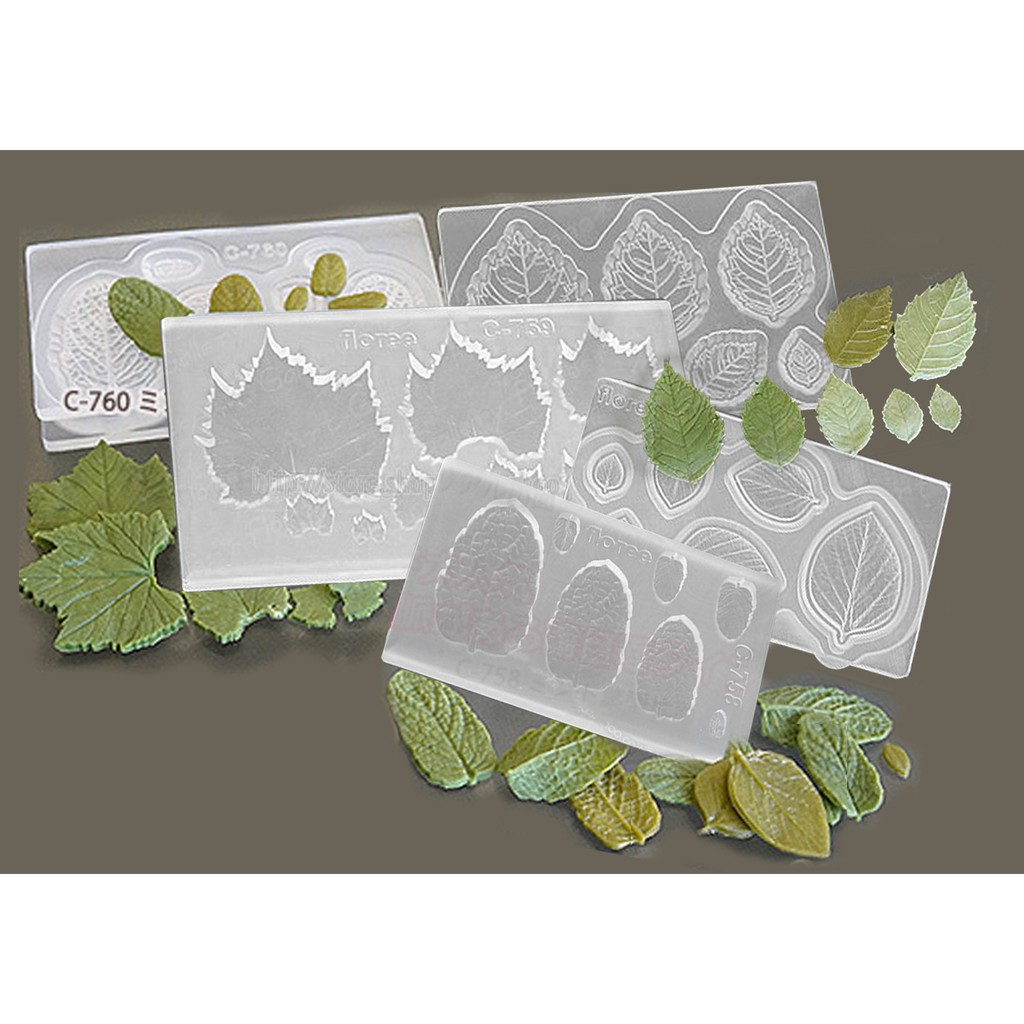 Khuôn silicone trong dẻo hai mặt tạo hình lá peppermint leaf rose leaf miniature dollhouse làm trang sức