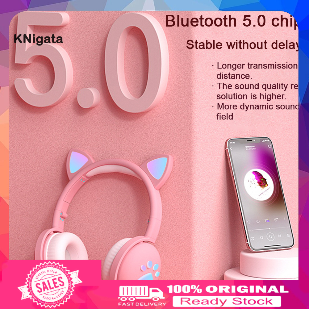 Tai Nghe Bluetooth Không Dây Hình Tai Mèo Có Đèn Led | BigBuy360 - bigbuy360.vn