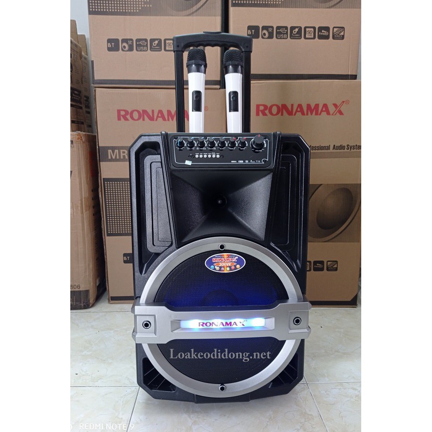 [Giá sốc] Loa kéo karaoke di động ronmax T12  bass 3 tấc siêu ấm tặng kèm 1 micro không dây-BH 12 THÁNG