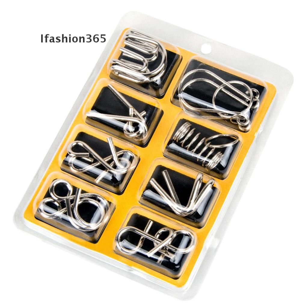Set 8 món đồ chơi vòng khóa giải đố Trung Hoa giáo dục phát triển trí não cho bé/ người lớn
