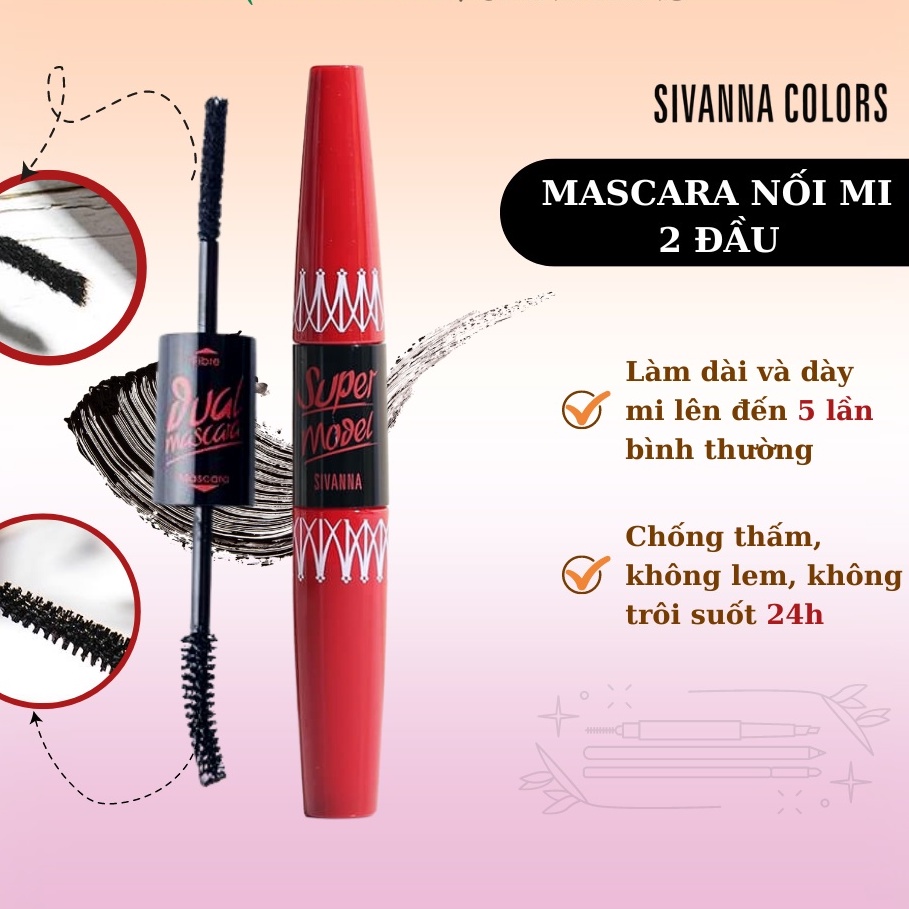  Mascara nối cong siêu dài dày mi Sivanna Super Model 5x Long Thái Lan 