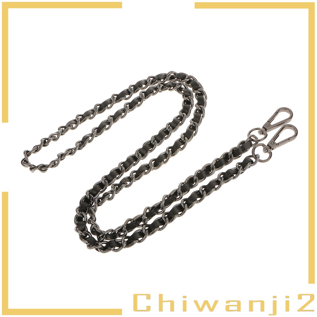 [Chiwanji2] Dây Xích Đeo Túi Xách Bằng Da Kim Loại Màu Xám + Đen