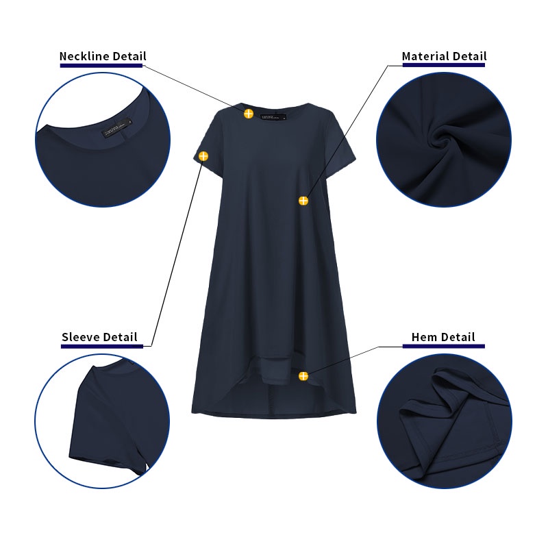 Áo voan ZANZEA ngắn tay cổ tròn thời trang cho nữ