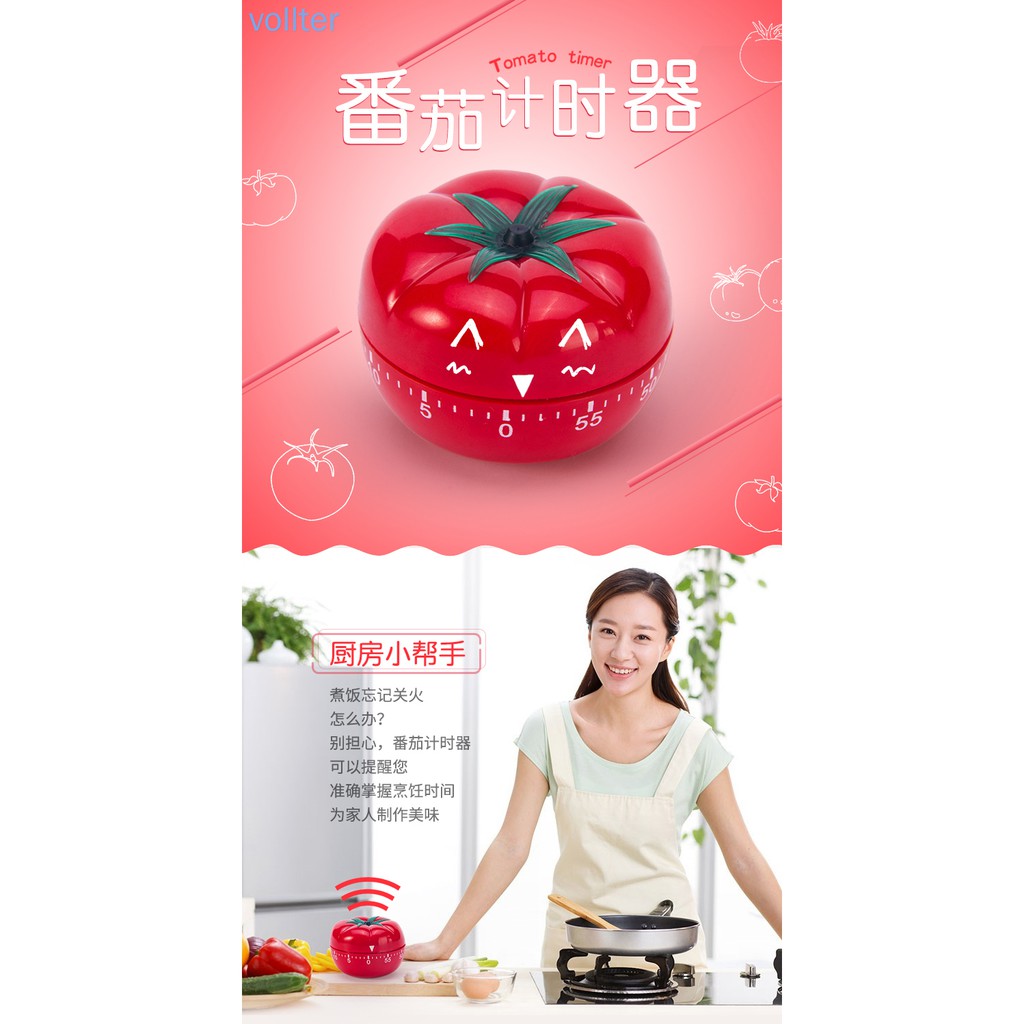 Đồng hồ hẹn giờ nấu ăn hình cà chua cài đặt từ 1 - 60 phút