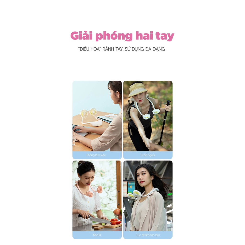 Quạt mini đeo cổ Jisulife FA11_Tích hợp đèn chiếu sáng, hoạt động yên tĩnh, biên độ thổi rộng, sư dụng lâu_BH 12 tháng | BigBuy360 - bigbuy360.vn