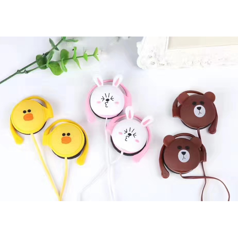 Tai Nghe Móc Vành Tai Di Động Có Dây In Hình Thỏ Hoạt Hình Dễ Thương Dành Cho Các Cặp Đôi